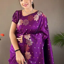 Mameraa Floral Art Silk Saree image 3