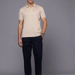 Louis Philippe Ethnic Motifs Printed Pure Cotton Polo Collar Pocket T-shirt image 2