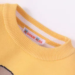 Kookie Kids Full Sleeves Sweater with Teddy Design - Yellow image 5
