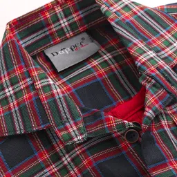 Dapper Dudes Woven Full Sleeves Checked Shirt With Attached Tee - Navy Blue image 5