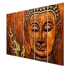 999Store Set Of 5 Brown & Gold-Toned Face Buddha Framed Wall Art image 3