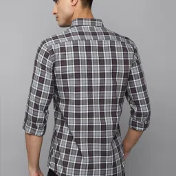 Louis Philippe Sport Brown Cotton Slim Fit Checks Shirt image 2