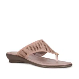 Bata Women's Nude Pink Thong Wedges image 2