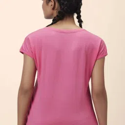 Ajile by Pantaloons Pink & Grey Cotton Color-Block Sports Top image 2