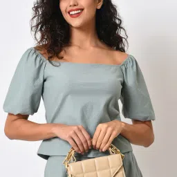 HauteSauce Beige Quilted Medium Handheld Handbag image 2