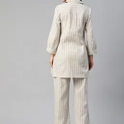 Cottinfab Beige Cotton Striped Co-Ord Set image 2