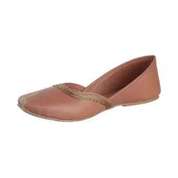 KALINI Solid Round Toe Embroidered Leather Mojaris-picture-38