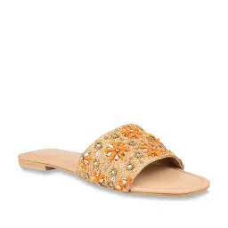 Design Crew Women's Gold Ethnic Sandals image 2