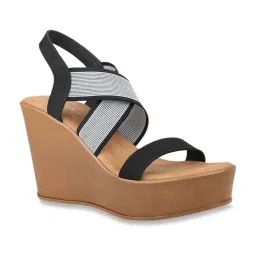 Design Crew Women's Black Cross Strap Wedges image 2