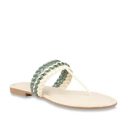 Design Crew Women's Beige T-Strap Sandals image 2