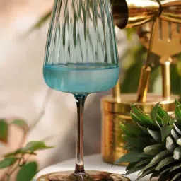 Pure Home and Living Blue & Grey Glass Ombre Ribbed Textured Wine Glasses (0.3 L) - Set of 2-picture-18