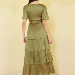 Styli Green Striped Maxi Dress image 2