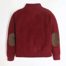 Cherry Crumble By Nitt Hyman Kids Maroon Textured Pattern Full Sleeves Sweater image 2