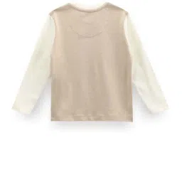 U.S. Polo Assn. Kids Beige Cotton Printed Full Sleeves T-Shirt image 2