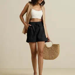 trueBrowns Black Plain Shorts image 4