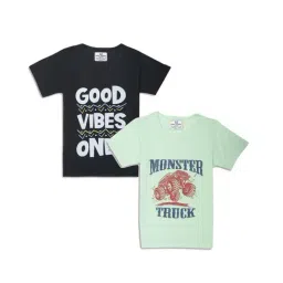 Vimal Jonney Kids Green & Black Printed T-Shirt (Pack of 2)-picture-17