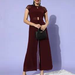 Miss Chase Wine Embellished Jumpsuit image 2