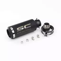RA Accessories Black SC Mini with Silver Strip Silencer Exhaust for Kawasaki Z250SL image 2