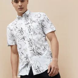 Code By Lifestyle White Cotton Regular Fit Printed Shirt-picture-28