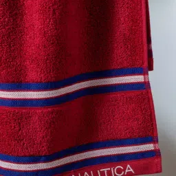 Nautica Vintage Crew Stripe Burgundy Cotton 500 GSM Super Soft Zero Twist Bath Towel image 2