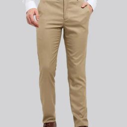 Raymond Beige Slim Fit Self Pattern Trousers-picture-30