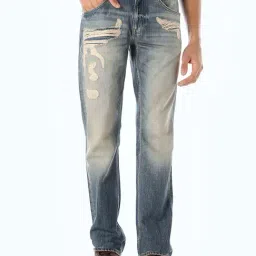 Jack & Jones Dark Blue Cotton Regular Fit Distressed Jeans-picture-48