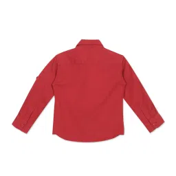 U.S. Polo Assn. Kids Red Solid Full Sleeves Shirt image 2