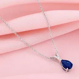 GIVA 92.5 Sterling Silver Midnight Blue Pendant with Link Chain-picture-3