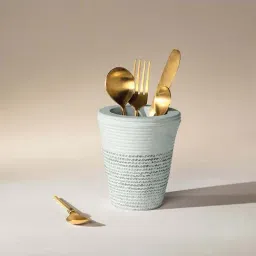ellementry Ripple White Papier Mache Cutlery Holder - Set of 1-picture-11