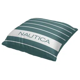 Nautica Logo Stripe Forest Green & Blue Microfibre 300 GSM Premium Cushion Covers - Set of 2 image 2