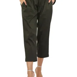 ATTIC SALT Green Regular Fit Crop Pants-image-6