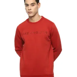 Louis Philippe Red Cotton Regular Fit Logo Printed Sweatshirt-picture-34