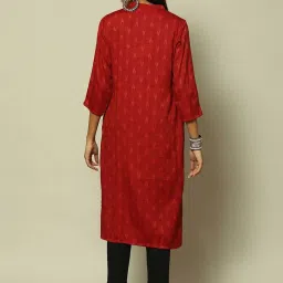 Rangriti Maroon Woven Pattern Straight Kurta image 2