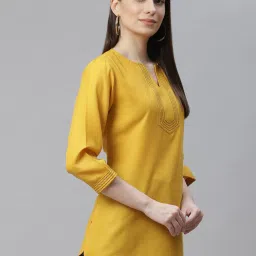 Cottinfab Mustard Regular Fit Cotton Tunic image 3