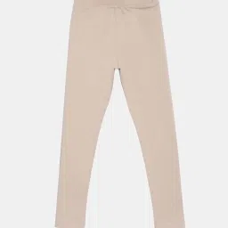 TWIN BIRDS Kids Beige Cotton Regular Fit Leggings (Pack of 2) image 2