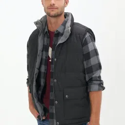 American Eagle Outfitters Black & Grey  Regular Fit Reversible Jackets-image-54