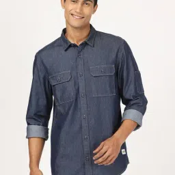 Lee Navy Cotton Regular Fit Shirt-image-8