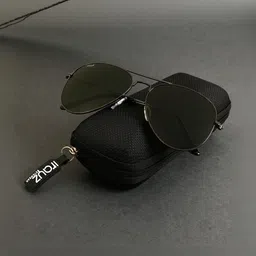 Irayz Unisex Green Lens & Steel-Toned Aviator Sunglasses with-picture-26