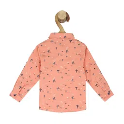 Allen Solly Junior Peach Cotton Printed Full Sleeves Shirt image 2