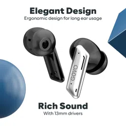 GOVO GoBuds 577 In Ear BT Earbuds with ENC & 52H Battery Life (Silver/Black, True Wireless) image 2