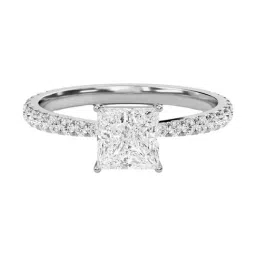 SHINE ETERNAL Lab Grown Diamond 18k (750) White Gold Princess Elegant Pave Engagement Ring for Women-picture-24