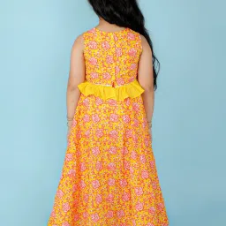 Lil Drama Kids Yellow & Pink Cotton Floral Print Ghaghra Cholis image 2