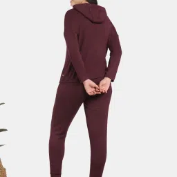 Zivame Purple Plain Hoodie Joggers Set image 2