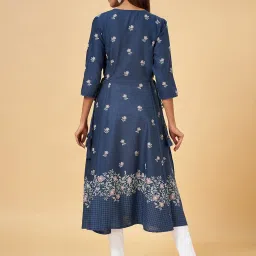 Rangmanch by Pantaloons Blue Cotton Printed A Line Kurta image 2