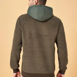 Urban Ranger by Pantaloons Olive Regular Fit Colour Block Hooded Jacket image 2