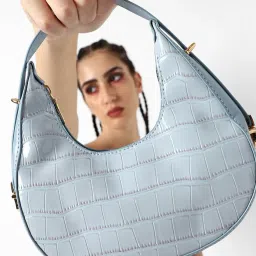 HauteSauce Blue Textured Medium Hobo Shoulder Bag image 2