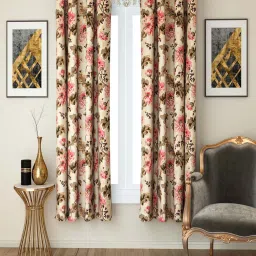 Swayam Floral Printed Eyelet Window Curtain - Single Piece (5 Ft) image 1
