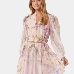 Forever New Light Purple Floral Print Skater Dress-image-20