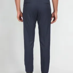 arrow new york Arrow Newyork Navy Blue Regular Fit Checks Trousers image 2