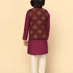 KISAH Kids Maroon & White Printed Full Sleeves Kurta Set image 2